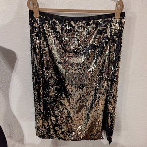 Nine West Black and Gold Sequin Pencil Skirt